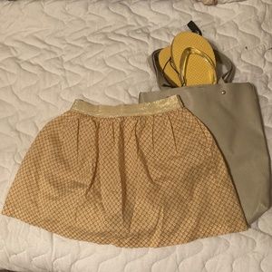 Girls glitter flower golden Skirt 4 Glitter Beach Tong Flip Flop 11/12 Tote Bag